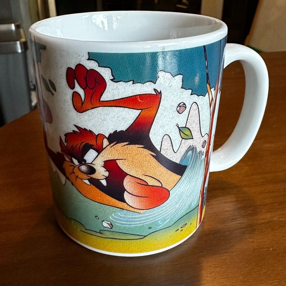 Vintage 1994 Looney Tunes Coffee Mug Aries Horoscope Sun Signs Tasmanian Devil